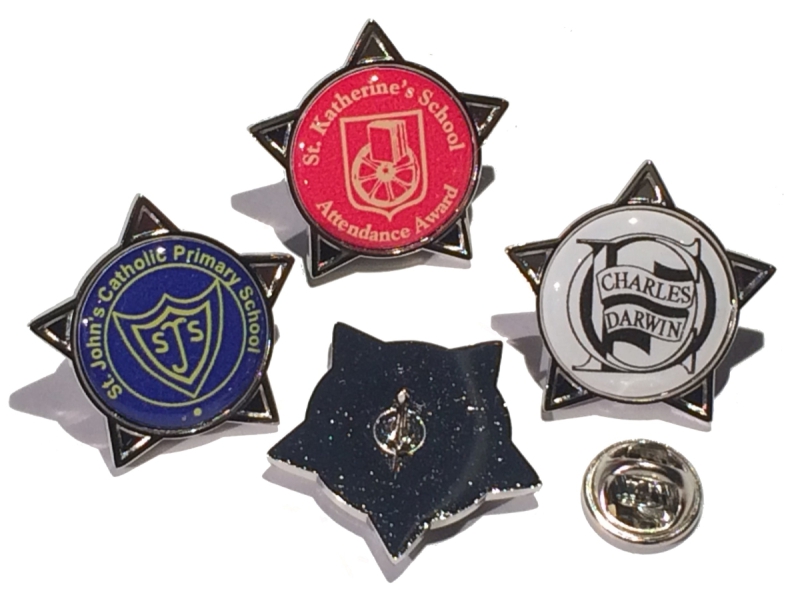 Superior Badge 18mm star silv clutch and printed dome