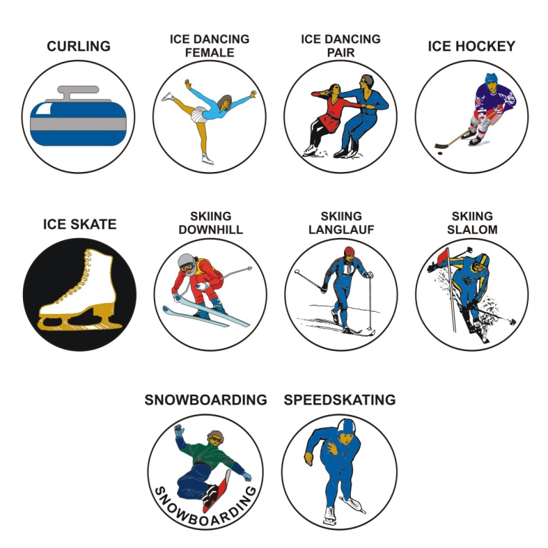 Winter Sports pk of 5 25mm centres-